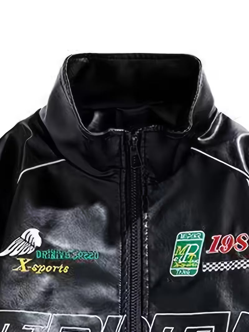 Men'S Stylish White Bomber Jacket with "MEPINKANG" Print - Zip-Up, Long Sleeve, Polyester, Casual Outerwear, Casual Outerwear | Modern Men'S Jacket | Zippered Jacket