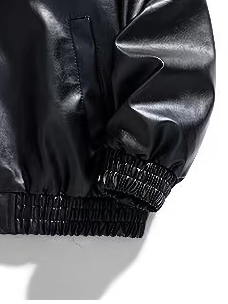 Men'S Stylish White Bomber Jacket with "MEPINKANG" Print - Zip-Up, Long Sleeve, Polyester, Casual Outerwear, Casual Outerwear | Modern Men'S Jacket | Zippered Jacket